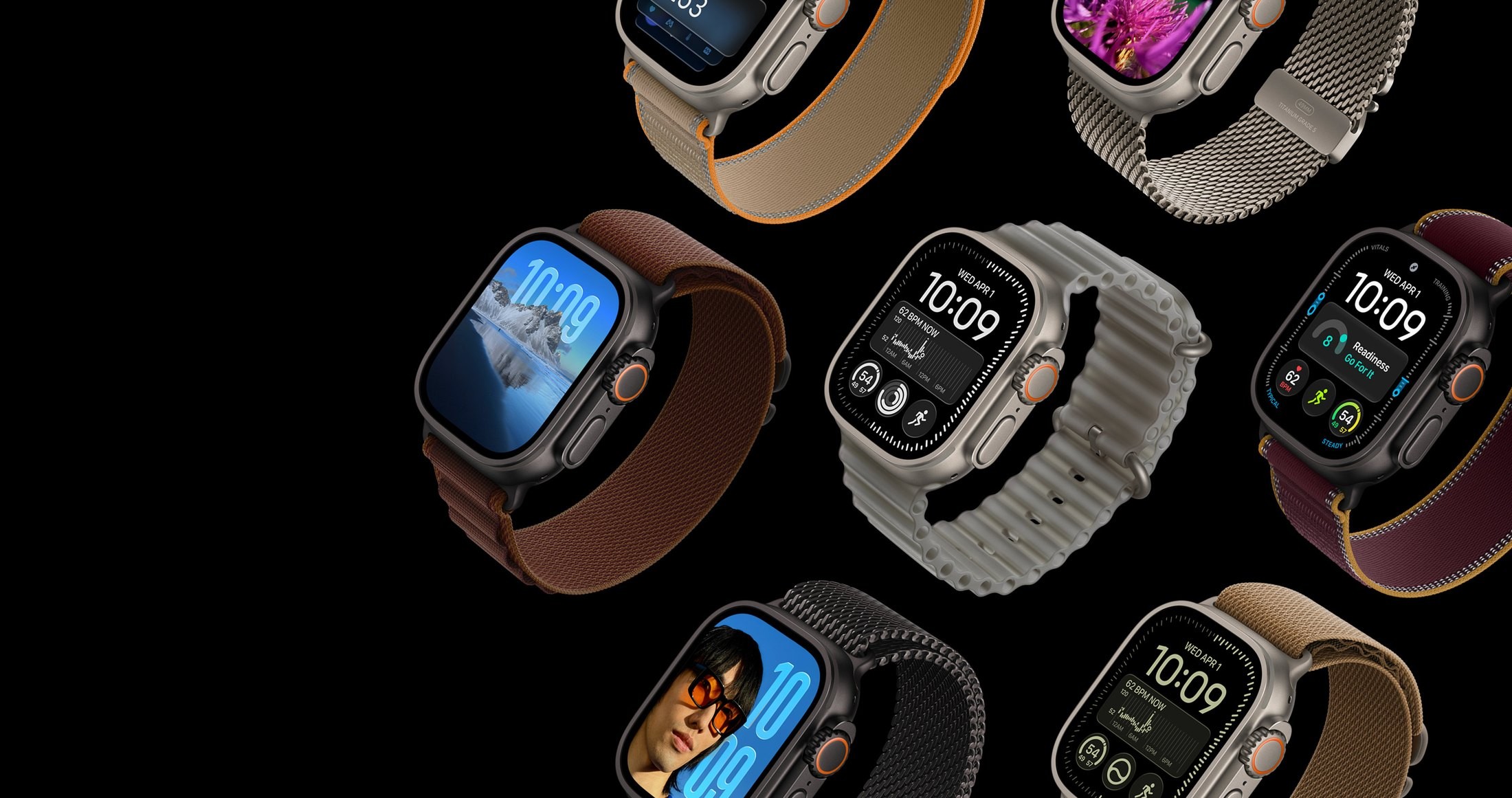 Apple Watch Ultra 4 GPS + Cellular 49 mm Titane Naturel Boucle Trail Sable